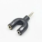 3.5mm Stereo Male To 3.5mm Headphone Mic Female Splitter Adapterblack