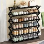6-Tier Black Bamboo Shoe Rack stand / Multifunctional Organizer 
