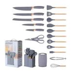 product_image_name-Generic-19PCs Set Of Silicone & Wood Spoon And Knife Set - Includes Chopping Board-2