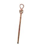 Handcrafted wooden walking stick or cane featuring an elephant