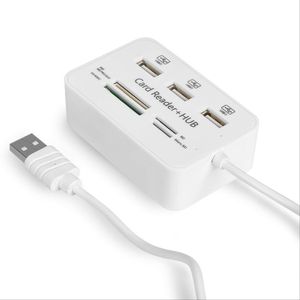 3 Port -USB HUB - 2.0 Splitter Combo Card Reader Support TF - SD - M2 SDHC Card Read Write