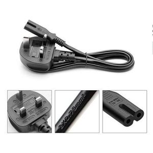 UK 3 Pin Power Cable - Black PVC for PS4, DVD, TV, Printers