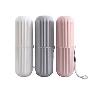 ShebSheb Travel Toothbrush Case 3 Pack, Portable Toothbrush Holder with Rinse Cup, Toothbrush Storage Box for Travel, 195 × 60 mm
