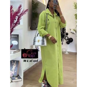 Green maxi shirt dress