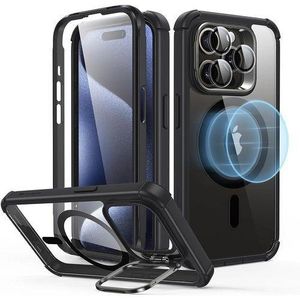 iPhone 15 Pro Max Phone Case, Full-Body Military-Grade Drop Proof MagSafe Phone Case with Free Camera Lens Protector