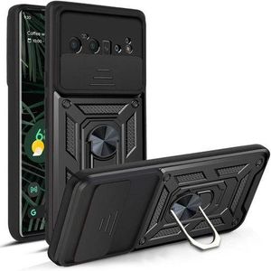 For Google Pixel 6 Pro Case,Sliding Camera Lens Cover 360° Rotating Ring Cover