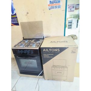 AILYONS 60x60 Standing Cooker – 3 Gas Burners + 1 Electric Plate