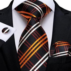 Black,beige and burnt orange striped necktie
