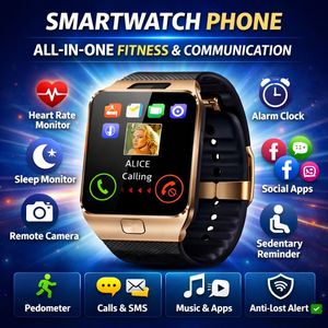 SmartFit™ Smartwatch Phone - SIM & Memory Card Slot, Heart Rate, Pedometer & Sleep Monitoring - Smart Sports Watches for Men / Ladies