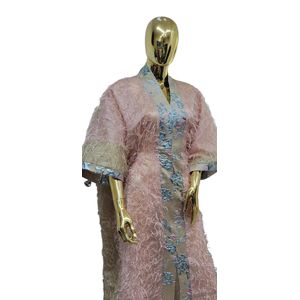 Women Elegant Feather Kaftan Dress – Pink