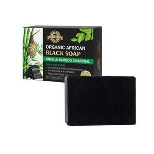 Organic Black Soap Snail and Bamboo Charcoal for Deep Cleansing Moisturizing whitening & Brightening Anti-Bacterial, Anti Freckle and Damaged Skin Repair -120g