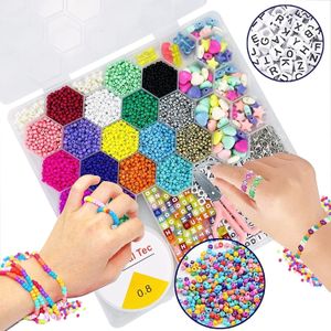 Seed Beads for Jewelry Making Bracelet Set 26 Colours Creative Honeycomb Beads 200pcs Letter Beads 3mm Small Beads