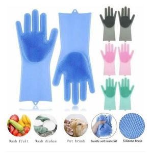 Silicon Silicone Cleaning Scrubber Gloves Dishwashing Gloves,Pet Grooming Gloves for kitchen and bathroom