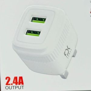 Fdk Fast Charger Adapter – Dual USB-A Ports, 2.4A Output, Smart Safety, Compact Travel Design.