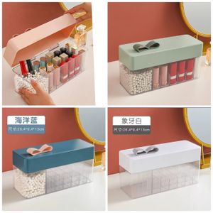 Transparent Lipstick Storage Box – Makeup Organizer Cosmetic Holder with Multi-Compartment Design