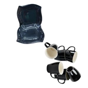 6pcs Melanine dinner plate for serving guest family plus 6pcs ceramic mugs