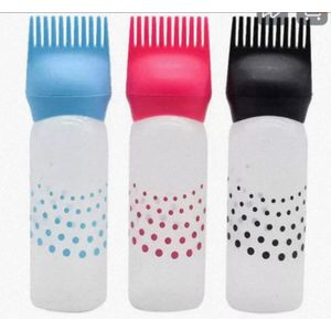 Oil/dye applicator bottles with a built-in comb