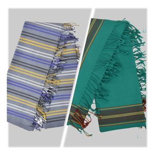 Butterfly Multicoloured Pair of Shawls - 2 pcs  - with grey green yellow white colors