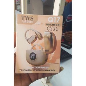 Luxury High Quality Wireless Earhook Headphones Q17 Sports TWS Touch Control earbuds with Long Battery Life Deep Bass Earpods Comfortable for All-Day Wear - Beige,Black,White