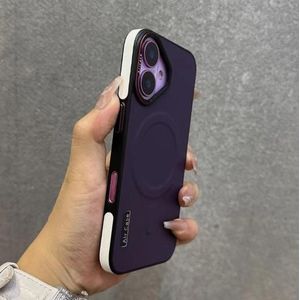 Apple iPhone 17 Luxury Matte Leather Magnetic Aircase – MagSafe Wireless Charging Compatible Shockproof Bumper Cover, Soft Leather Anti-Scratch Protective Phone Case (Purplish)