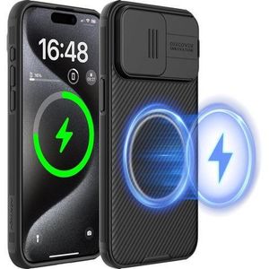 for iPhone 15 Pro Max Case Magsafe, Sliding Camera Cover Drop Protection Thin Slim Fit Protective Lightweight Cover Shockproof Magnetic Phone Case for iPhone 15 Pro Max 6.7 inch, Black