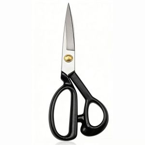 Professional Tailoring Scissors, Ultra-Sharp High Carbon Steel Blades, Ergonomic Comfort Grip, for Fabric Leather and Craft Cutting, Silver Blade with Black Handle