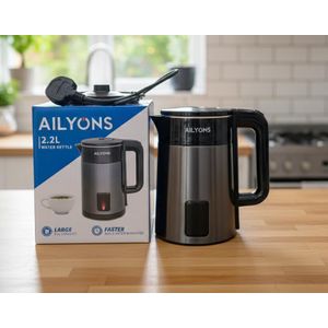 AILYONS  2.2L Electric Kettle – Fast Boil Cordless Stainless Steel Hot Water Kettle