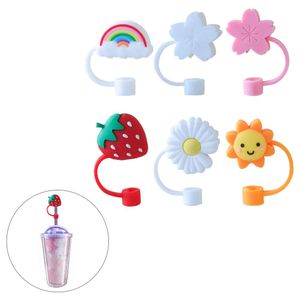 Straw Covers Cap 12pcs Silicone Straw Tips Covers Cute Silicone Reusable Drinking Straw Tips Lids Strawberry Straw Topper Straw Plugs for Straw Tips