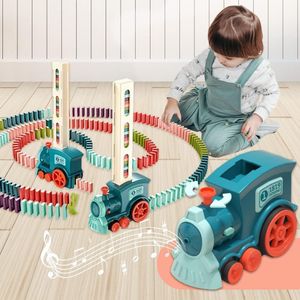 Domino Train Toy Set, Automatic Domino Laying Electric Train Kids Construction and Stacking Dominoes Game Toys for Best Christmas Brithday Gifts for Boys and Girls