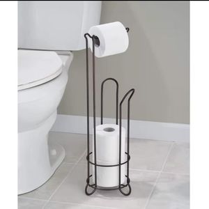 Stainless Steel Floor Standing Tissue Holder and Toilet Paper Roll Stand Organizer Bathroom Storage Rack Vertical Paper Towel Holder Durable Rustproof Home Bathroom Hardware
