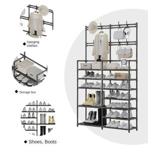 Multifunctional double row shoe rack