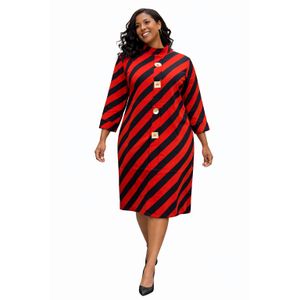 official red/black strip shift dress