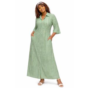 Women’s Striped Maxi Shirt Dress – Button-Down Casual Long Dress
