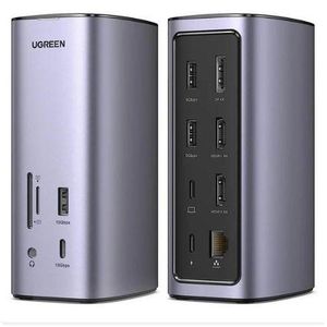 Ugreen CM555 12-In-1 PRO USB-C Docking Station, Dual HDMI 8K/4K, DisplayPort 4K, RJ45 Gigabit Ethernet, SD/TF Card Reader, USB-A & USB-C Ports, 3.5mm Audio, PD 100W, Multiport Hub For Laptop & MacBook