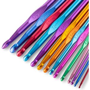 Aluminum Crochet Hook 4.5mm US Size 7 Knitting Needles Purple 10Pcs