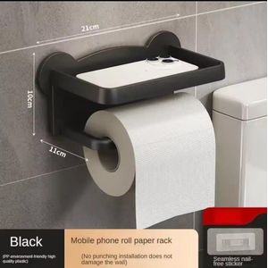 Toilet Paper Holder Tissue Roll Hanger With Shelf Black