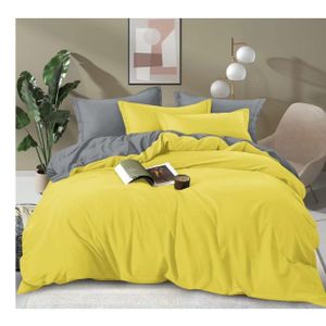 Yellow High Quality Classy Cotton Double Sided Duvet Cover Set 