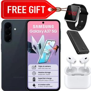 Samsung Galaxy A37 5G, 6.7 Inches, 8GB RAM + 256GB ROM, 50MP OIS Camera, 5000mAh, Dual Sim (2 Years Warranty) - Black + LED WATCH + POWER BANK & EARPODS