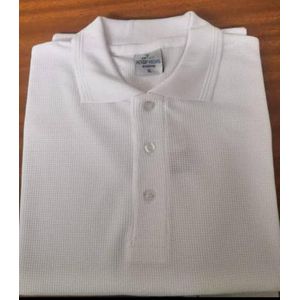 Heavy-duty plain  dotted cotton polo shirt White  polo dooted shirt