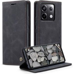 Caseme For Xiaomi Redmi Note 13 Pro 5G Suede PU Leather Wallet Case Flip Folio Stand View Shock-proof Book Matte PU Cover With Card/Cash Slots Kickstand Magnetic Closure