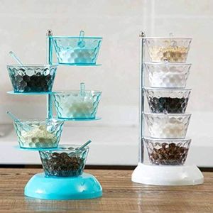 5-Layer Rotating Spice & Seasoning Stand – Acrylic Carousel Organizer for Kitchen Counter