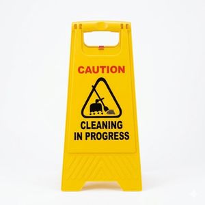 Cleaning In Progress Professional Yellow Caution Sign - High-Visibility A-frame Floor Safety Board. Signage for Hotels, Offices & Malls