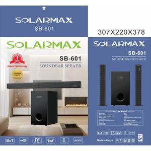 Solarmax SB-601 2.1ch Soundbar Multimedia Speaker System Woofer, Black