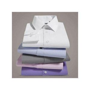 5pcs Men's Official Shirts Cotton Long Sleeve White Sky Blue Grey Light Pink and Purple