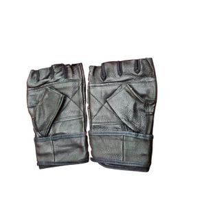 All Sizes High Quality Gym/ Work Out/ Cycling/ Weightlifting Leather Fingerless Gloves 