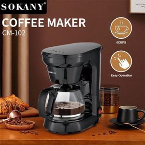 Sokany 650W 750ml Coffee Maker/Coffee Machine 6 Cup, With Glass Carafe And Drip Stop Mechanism To Avoid Spillage And Dishwasher Safe, For Drip Coffee And Expresso Black