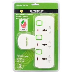 TERMINATOR  TMA 573T-UK 3-Way UK Socket Multi Adaptor – Individual Switches, Indicator Lights, 13A Fused Plug