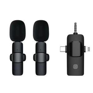 3 in 1 Wireless Lavalier Microphones for iPhone 15, iOS and Android, Laptop, USB-C Lapel Mic with Noise Reduction Chip, Mini Microphone for Interview, Video Recording, Vlog, YouTube, TikTok