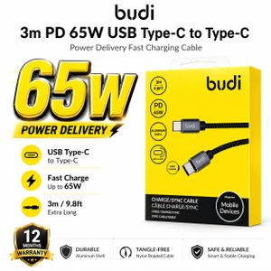 3M USB Type-C to Type-C Cable 65W Fast Charging – Power Delivery (PD) Nylon Braided, Extra Long 3m/9.8ft, Durable Aluminum Shell – Black (12 Months Warranty)