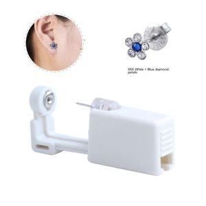 Professional Disposable Ear Piercing Kit – Sterile Safety Piercing Gun with Blue Flower Stud & Alcohol Pad